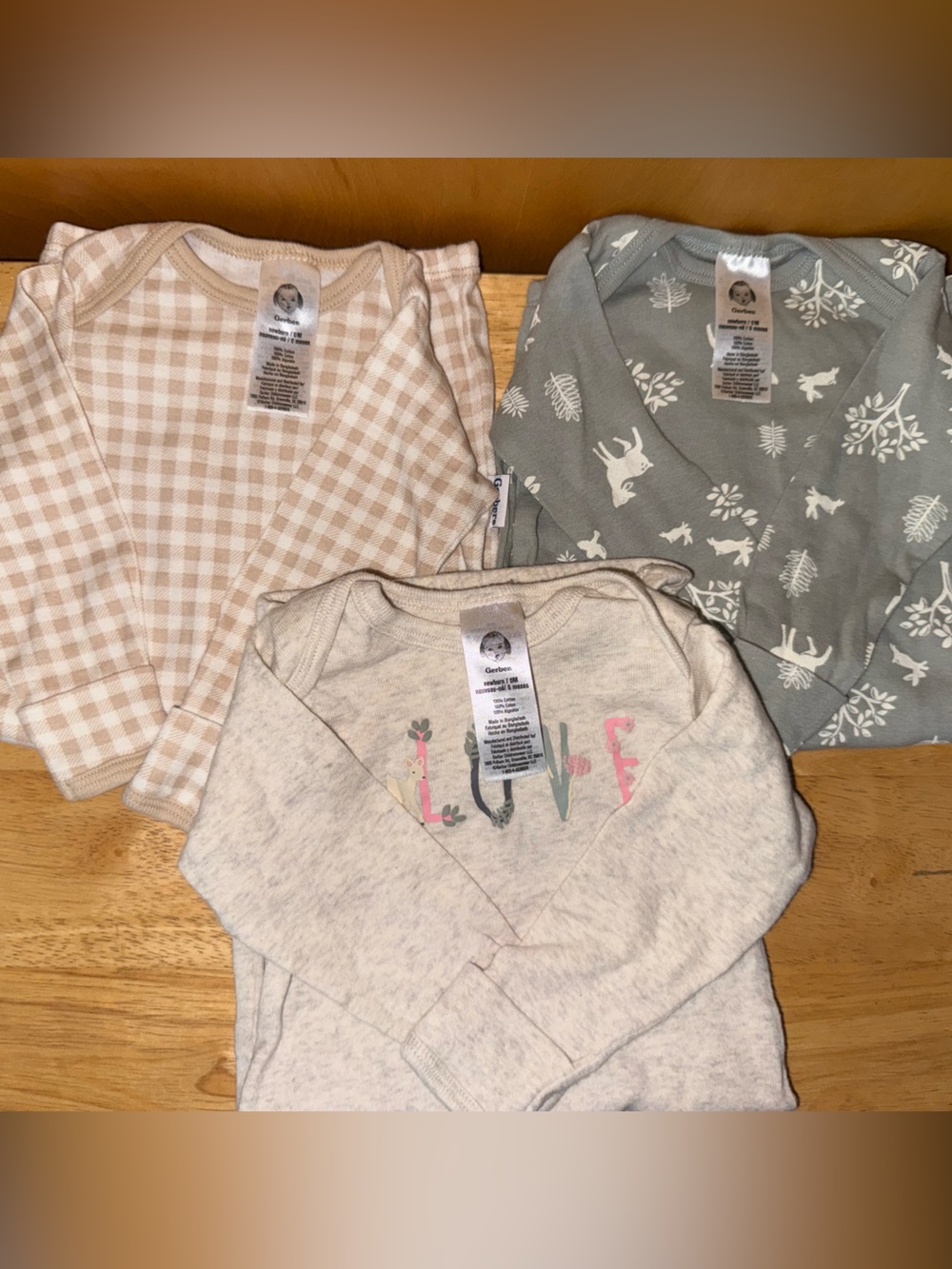 Gerber Baby Pajama Tops - Beige, Sage & Heather Set of 3